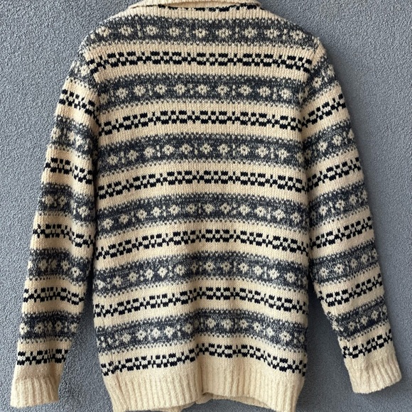 Tundra Wool Sweater, Pure Wool Cardigan, Size Small, Black, Grey, Beige Sweater, - Picture 3 of 12